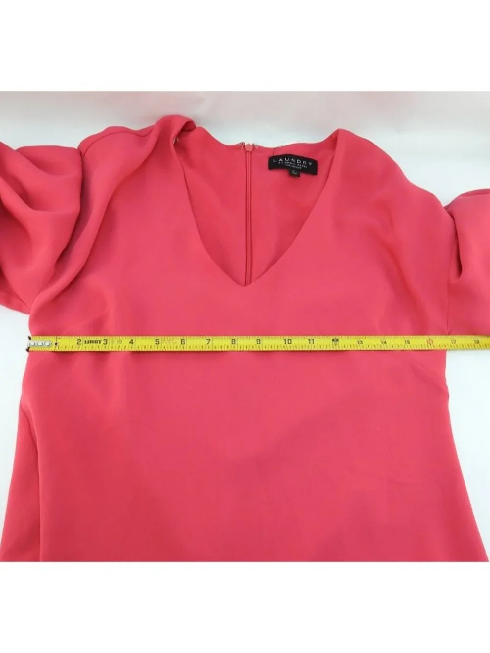 New Laundry By Shelli Segal Pink Dress Size 6 Bell Sleeve V Neck NWT Shift - Picture 6 of 8